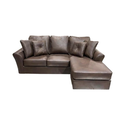 Gambar Ashley Abney Sofa L Sectional Leather Reversible - Cokelat Tua