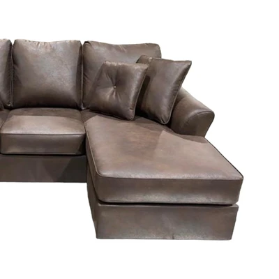 Gambar Ashley Abney Sofa L Sectional Leather Reversible - Cokelat Tua