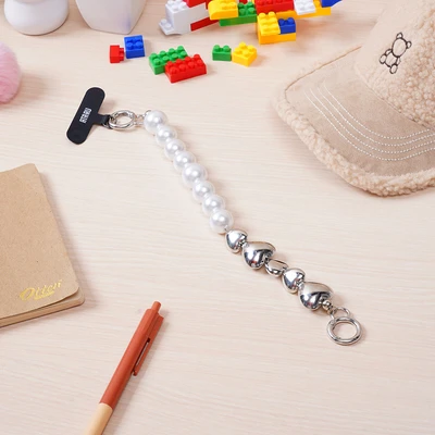 Gambar Ataru Gelang Gantungan Handphone Love - Silver Pearl