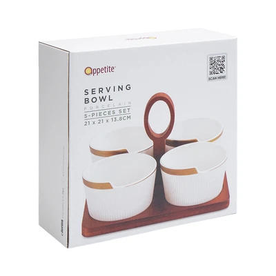 Gambar Appetite Joyi Mangkuk Saji Dengan Nampan Set 5 pcs - Putih