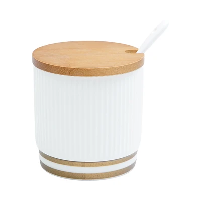 Gambar Appetite Jerim Tempat Bumbu Dapur Porcelain Dengan Nampan Set 3 Pcs - Putih