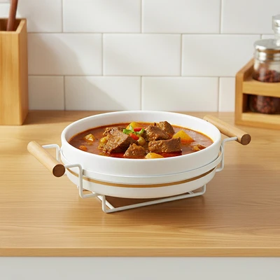 Gambar Appetite Set Juhee Mangkuk Salad Dengan Rak 25 cm - Putih