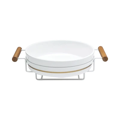 Gambar Appetite Set Juhee Mangkuk Salad Dengan Rak 25 cm - Putih