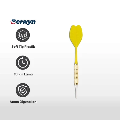 Gambar Berwyn Set 3 Pcs Anak Panah Dart Soft Tip Plastik - Kuning