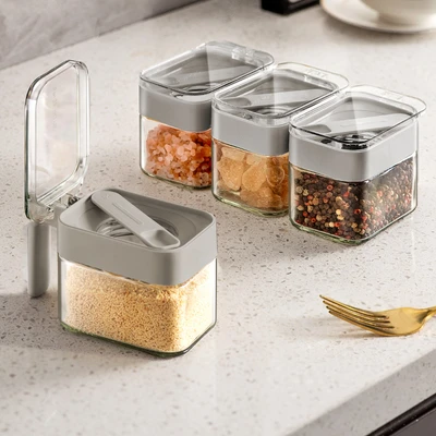 Gambar Picas Tempat Bumbu Dapur Kaca 300 ml - Abu-Abu