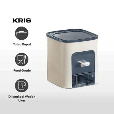 Gambar Kris Fifo Tempat Beras Plastik 10 kg - Krem