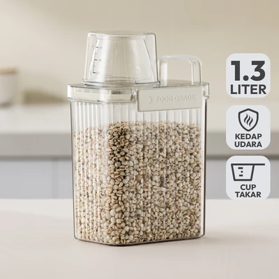 Gambar Kris Wadah Makanan Dengan Corong 1.3 Liter Transparan
