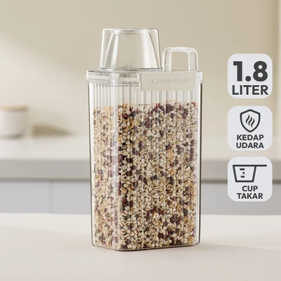Gambar Picas Wadah Makanan Plastik Dengan Corong 1.8 Liter Transparan
