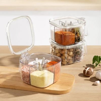 Gambar Kris Tempat Bumbu Dapur Plastik Multi Grid Transparan