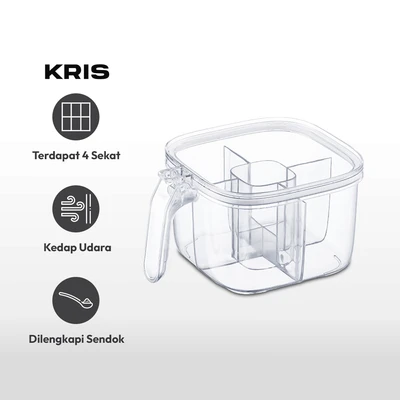 Gambar Kris Tempat Bumbu Dapur Plastik Multi Grid Transparan