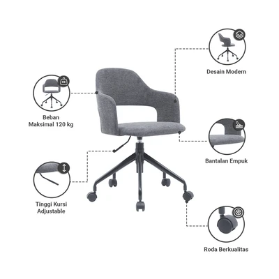 Gambar Informa Nara Kursi Kantor Sandaran Rendah - Abu-Abu