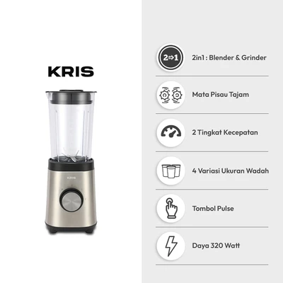 Gambar Kris Blender 2 in1 Stainless Steel 800 ml 320 watt - Hitam
