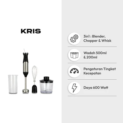 Gambar Kris Hand Blender Stainless Steel 500 ml 600 watt - Hitam