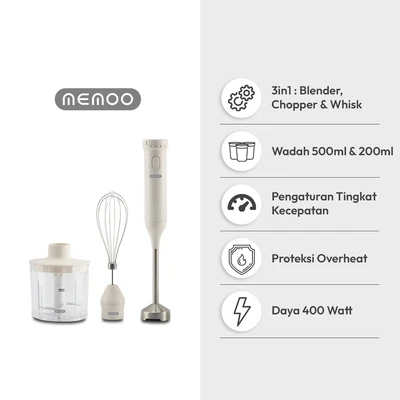 Gambar Memoo Hand Blender 500 ml 400 watt - Putih