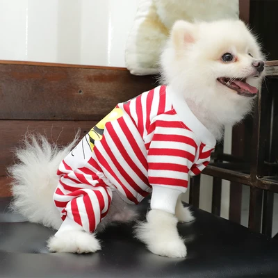 Gambar Doggy Dolly Ukuran Xs Baju Pajamas Anjing Stripe - Merah