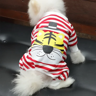 Gambar Doggy Dolly Ukuran Xs Baju Pajamas Anjing Stripe - Merah