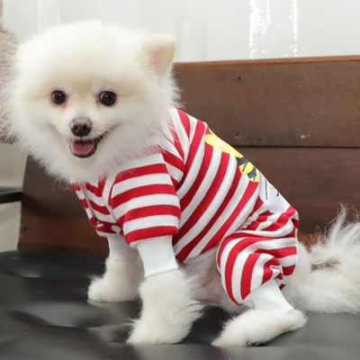 Gambar Doggy Dolly Ukuran S Baju Pajamas Anjing Stripe - Merah