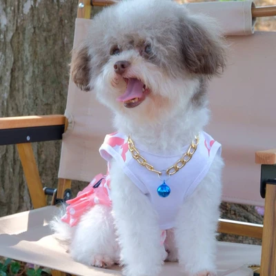 Gambar Doggy Dolly Ukuran S Baju Dress Anjing Heart - Pink