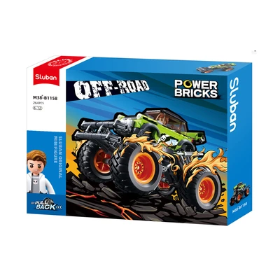 Gambar Sluban Set 264 Pcs Power Brick Offroad Vehicle Pull Back - Hijau