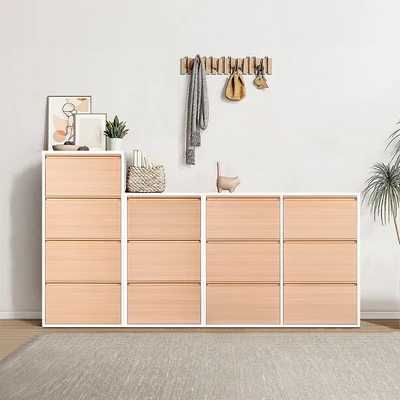 Gambar Informa Levi Kabinet Sepatu 3 Tingkat - Putih/Cokelat Kayu