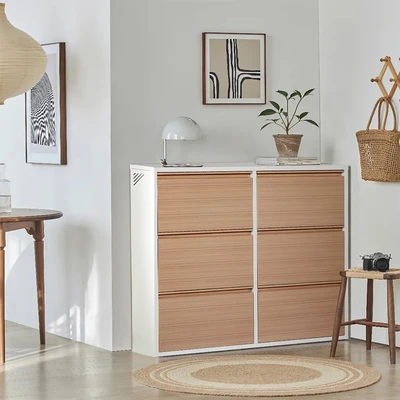 Gambar Informa Levi Kabinet Sepatu 6 Tingkat - Putih/Cokelat Kayu
