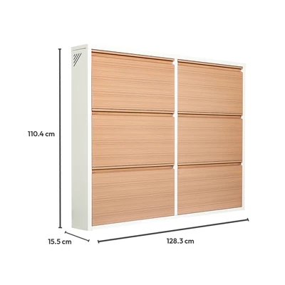 Gambar Informa Levi Kabinet Sepatu 6 Tingkat - Putih/Cokelat Kayu