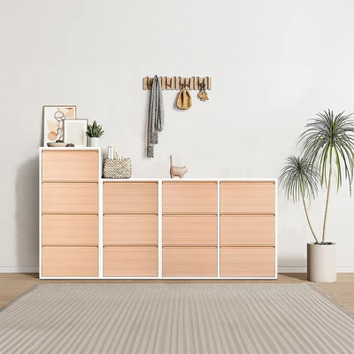 Gambar Informa Levi Kabinet Sepatu 6 Tingkat - Putih/Cokelat Kayu