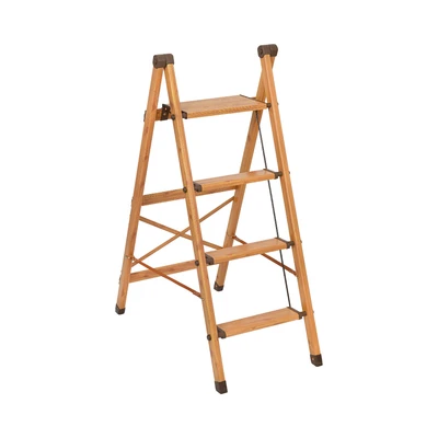 Gambar Fixsteps 1.1 Mtr Tangga Lipat Aluminium Slim Motif Kayu 4 Step