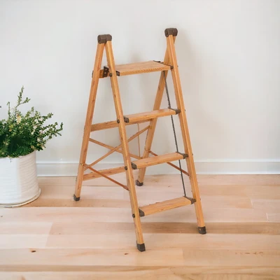 Gambar Fixsteps 1.1 Mtr Tangga Lipat Aluminium Slim Motif Kayu 4 Step