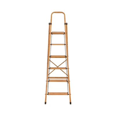 Gambar Fixsteps 1.7 Mtr Tangga Lipat Aluminium Slim Motif Kayu 6 Step