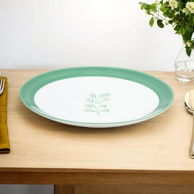Gambar Appetite Casrin Piring Makan Porcelain Leaf 20 cm - Hijau