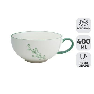 Gambar Appetite Cassia Cangkir Mug Porcelain Leaf 400 ml - Putih