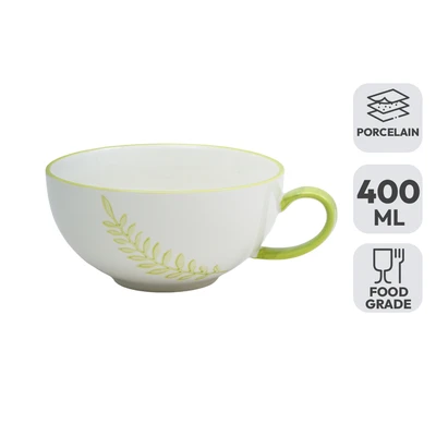 Gambar Appetite Celosia Cangkir Mug Porcelain Leaf 400 ml - Putih