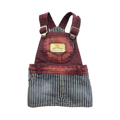 Gambar Doggy Dolly Ukuran Xs Baju Dress Denim Anjing - Merah