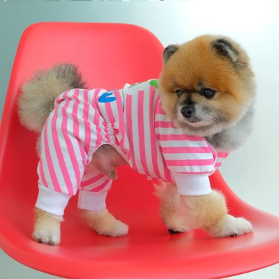 Gambar Doggy Dolly Ukuran Xs Baju Pajamas Anjing Stripe - Pink