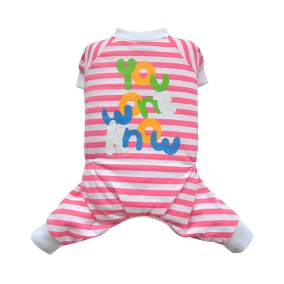 Gambar Doggy Dolly Ukuran S Baju Pajamas Anjing Stripe - Pink