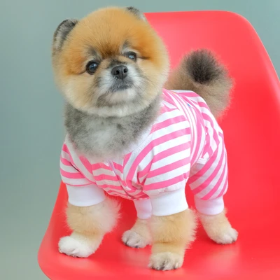 Gambar Doggy Dolly Ukuran S Baju Pajamas Anjing Stripe - Pink