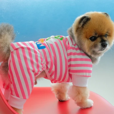 Gambar Doggy Dolly Ukuran XXL Baju Pajamas Anjing Stripe - Pink