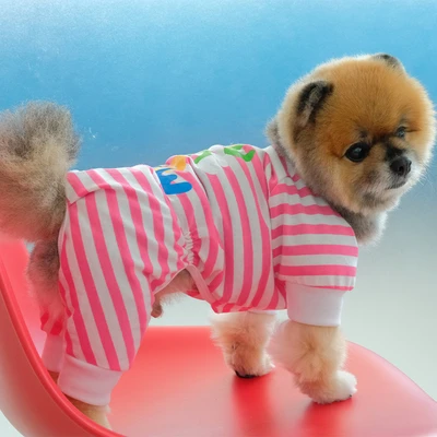 Gambar Doggy Dolly Ukuran XXL Baju Pajamas Anjing Stripe - Pink