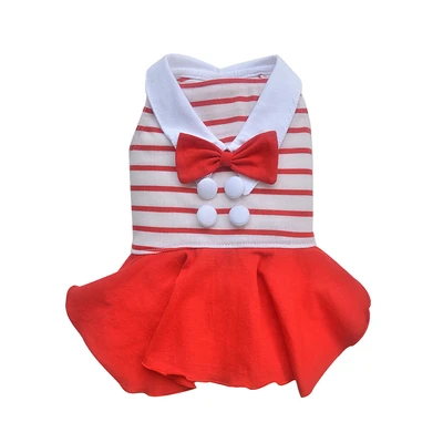 Gambar Doggy Dolly Ukuran XL Baju Dress Anjing Stripe - Merah