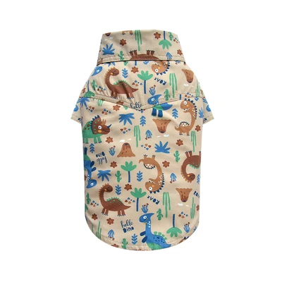 Gambar Doggy Dolly Ukuran S Baju Kemeja Anjing Dino - Cokelat
