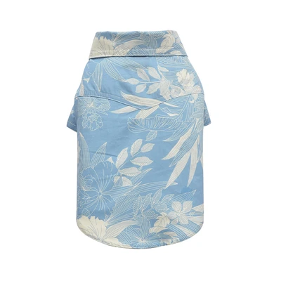 Gambar Doggy Dolly Ukuran XL Baju Kemeja Anjing Leaf - Biru