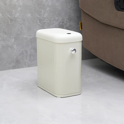 Gambar Eko Vintage Tempat Sampah Sensor Gerak Besi Slim 8 Liter - Putih Vanilla