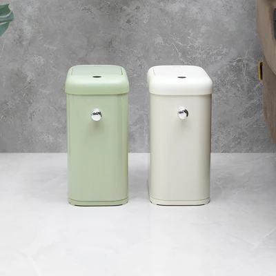 Gambar Eko Vintage Tempat Sampah Sensor Gerak Besi Slim 8 Liter - Putih Vanilla