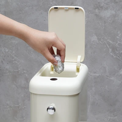 Gambar Eko Vintage Tempat Sampah Sensor Gerak Besi Slim 8 Liter - Putih Vanilla