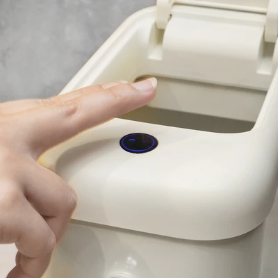 Gambar Eko Vintage Tempat Sampah Sensor Gerak Besi Slim 8 Liter - Putih Vanilla