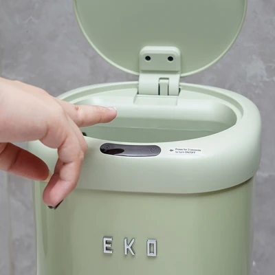 Gambar Eko Vintage Tempat Sampah Sensor Gerak Besi 12 Liter - Hijau
