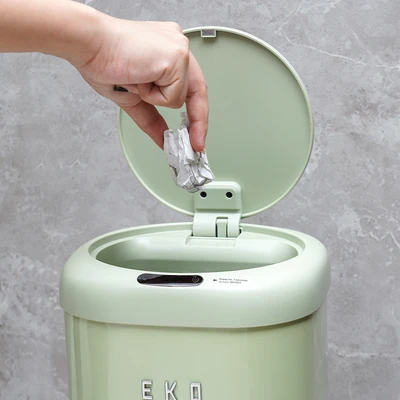 Gambar Eko Vintage Tempat Sampah Sensor Gerak Besi 12 Liter - Hijau