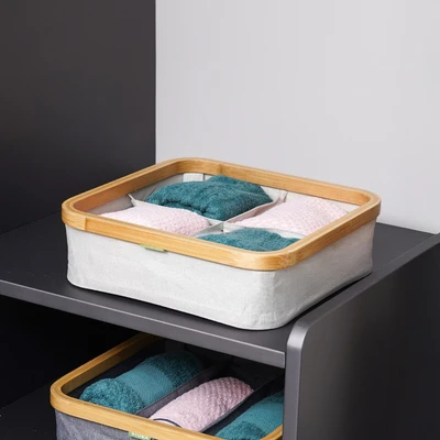 Gambar Stora Kotak Penyimpanan 4 Kompartemen Soft 30x30x9 cm - Krem