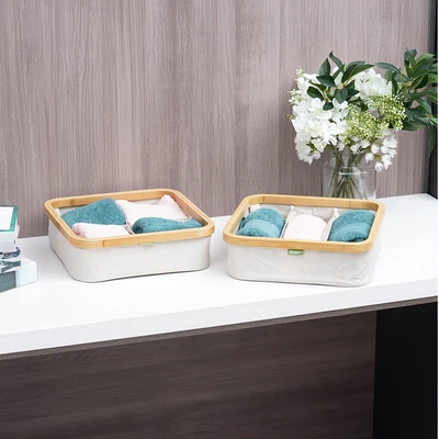 Gambar Stora Kotak Penyimpanan 4 Kompartemen Soft 30x30x9 cm - Krem